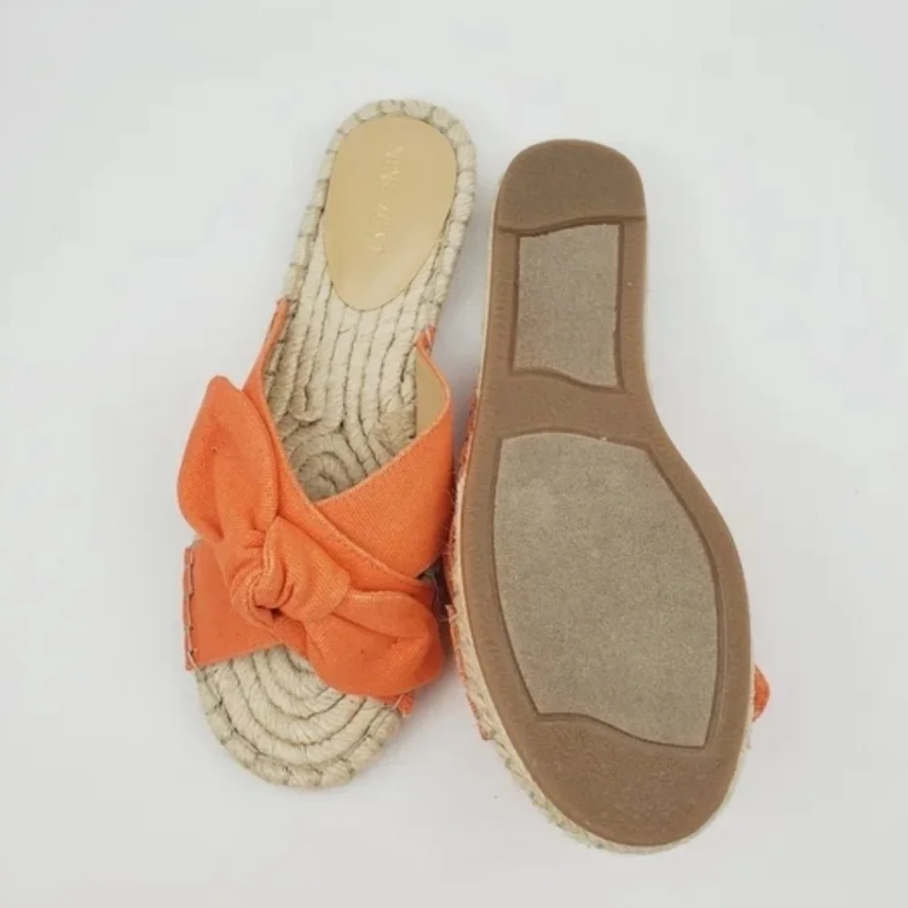 Nine west Brielle orange bow espadrille slide Sandals